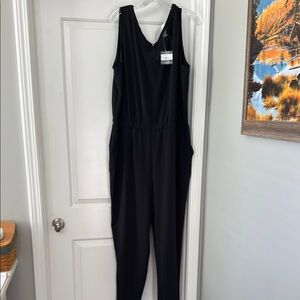 Eddie Bauer Black Sleeveless Jumpsuit with V-Neckline